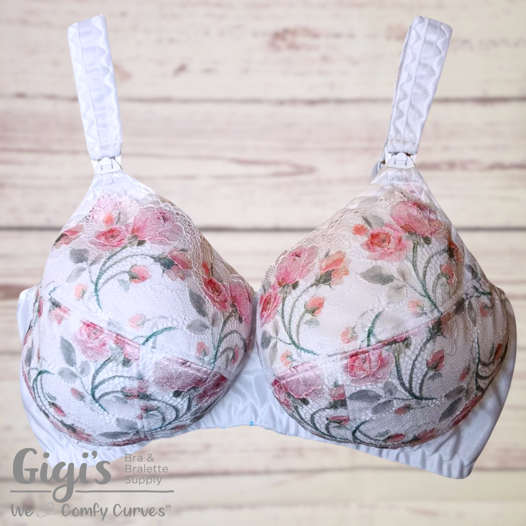 Glossy Rose and White Nursing Bra Darlene E Gigis Bra Supply