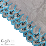 Tulle, Teal and Black Feathers, 9"