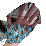 Tulle, Teal and Black Feathers, 9"