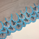 Tulle, Teal and Black Feathers, 9"