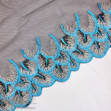 Tulle, Teal and Black Feathers, 9"