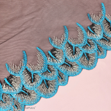 Tulle, Teal and Black Feathers, 9"