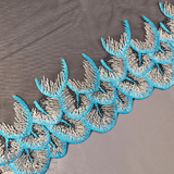 Tulle, Teal and Black Feathers, 9"