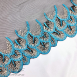 Tulle, Teal and Black Feathers, 9"