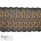 Lace, Stretch Lace, 7" Black Copper Leopard Stretch Lace, 7 inch