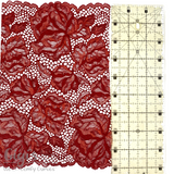Lace, Stretch Lace, 9" Crimson and Flame Orange Stretch Lace, 9 inch