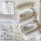 Sheer Bra Kit, White and Coral Sheer Full Bra Kit (Fabric, Findings, Lace and Sheer Cup Lining)