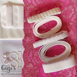 Bra Kit, Fuchsia and White Full Bra Kit (Fabric, Findings, Lace and Sheer Cup Lining)