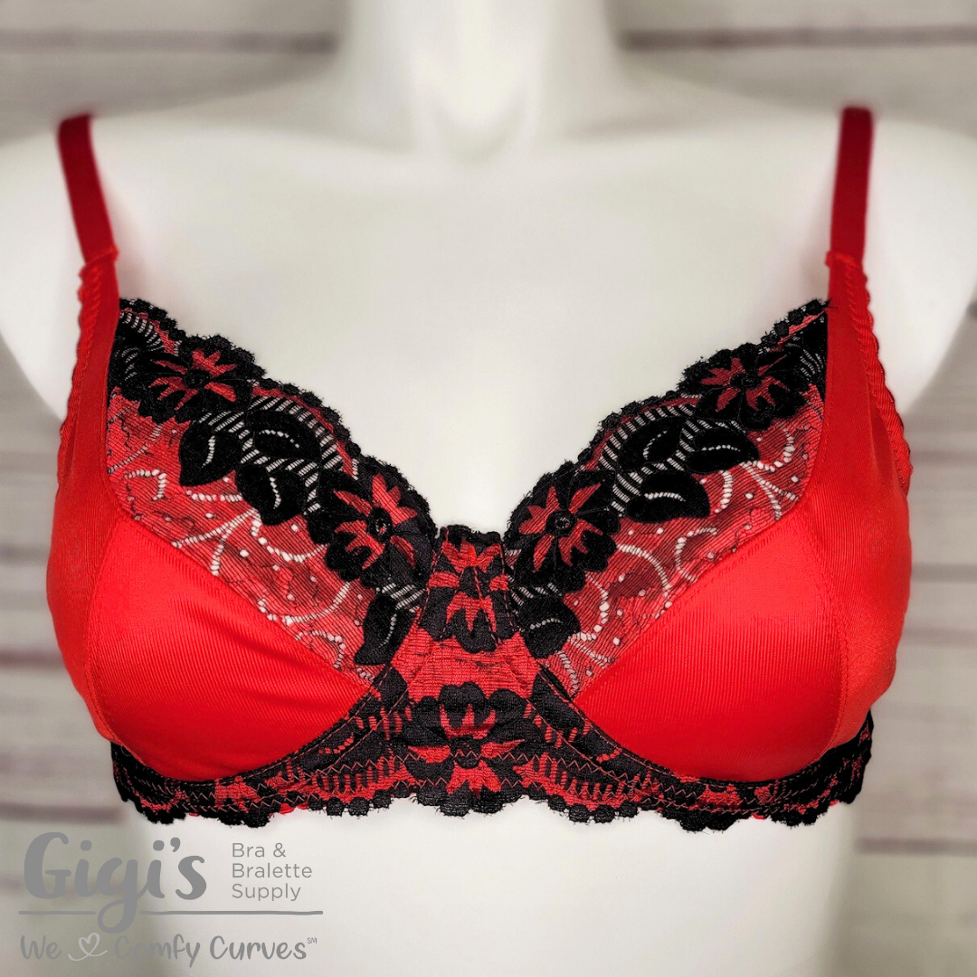 Red and Black Floral Freja Bra | Gigis Bra Supply