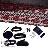 Bra Kit, Black and Lace Trio Bra Making Kit (Fabrics, Lace, Sheer Cup Lining, Findings)
