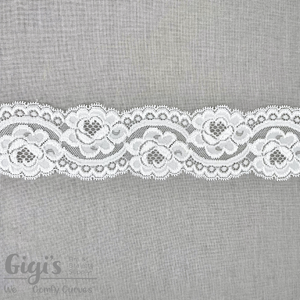 Lace, Stretch Lace, 2" Floral Galloon Stretch Lace, 2 inch