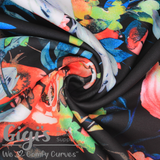 Fabric, Scuba Print Fabric, Tropical Floral Scuba Fabric per 1/2 yard