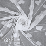 Fabric, Stretch Tulle Fabric, Hearts on Tulle Stretch Fabric 1/2 Yard