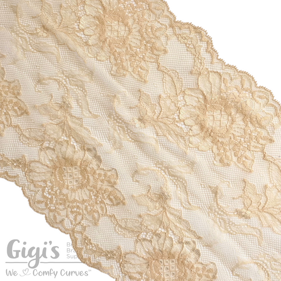 Ivory Stretch Lace Wide 15.5 cm/6 French. Lingerie Craft Bridal