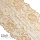 Lace, Stretch Lace, 9" Beige with Ivory Floral Shimmer Stretch Lace, 9 inch