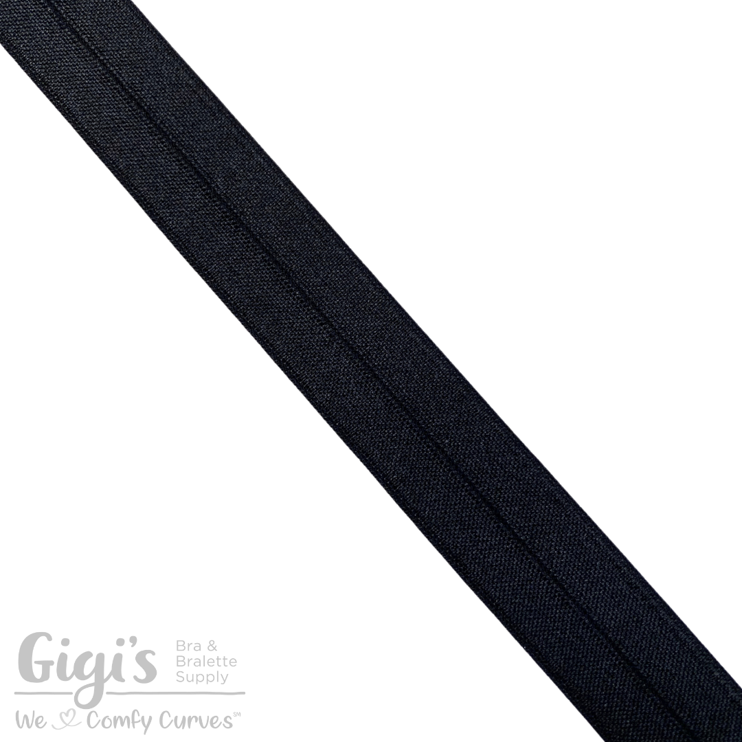 Black Plain Fold Over Elastic - 1 1/4 inch - 2 Yards - Porcelynne Lingerie  Supplies