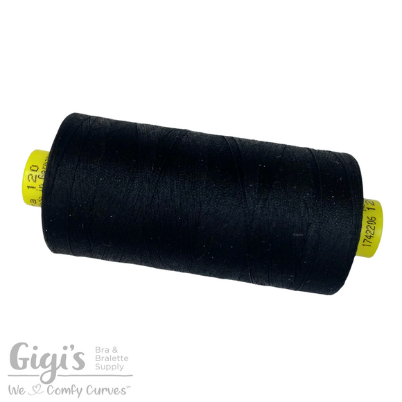 Bra Sewing Thread, Black, Gütermann Mara 120 All Purpose Polyester Thread - Tex 25 – 1,000 Meters, 1,093 Yds.