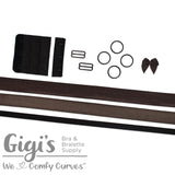 Chocolate, Bra Findings Kit, Sweet Sixteen Bralette Pattern, Elastics, Rings and Sliders, Hook and Eye, Bow, Bra Makers Supply - Gigis Bra Supply