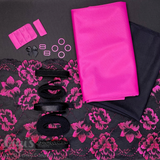 Bra Kit, Black and Fuchsia Floral Lace Full Kits (Fabric and Findings)