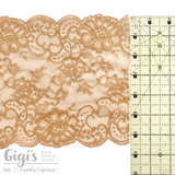 Lace, Stretch Lace, 6" Beige Light Caramel Floral Lace, 6 inch - Gigis Bra Supply
