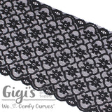 Lace, Stretch Lace, 5" Black Lattice Stretch Lace, 5 inch