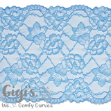 Lace, Stretch Lace, 9" Bluebird Shimmer Floral Stretch Lace, 9 inch