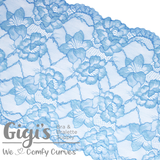 Lace, Stretch Lace, 9" Bluebird Shimmer Floral Stretch Lace, 9 inch
