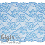 Lace, Stretch Lace, 9" Bluebird Shimmer Floral Stretch Lace, 9 inch - Gigis Bra Supply