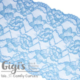 Lace, Stretch Lace, 9" Bluebird Shimmer Floral Stretch Lace, 9 inch - Gigis Bra Supply
