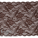 Lace, Stretch Lace, 9" Chocolate Floral Stretch Lace, 9 inch