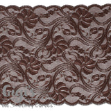 Lace, Stretch Lace, 9" Chocolate Floral Stretch Lace, 9 inch - Gigis Bra Supply