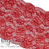 Crimson and Flame, 9", Lace, Stretch Lace, per 1 yard - Gigi's Bra Supply