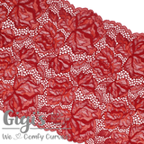 Lace, Stretch Lace, 9" Crimson and Flame Orange Stretch Lace, 9 inch