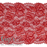 Lace, Stretch Lace, 9" Crimson and Flame Orange Stretch Lace, 9 inch