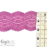 Dark Fuchsia, Lace, Stretch Lace, 2" Floral Galloon Stretch Lace, 2 inch - Gigis Bra Supply