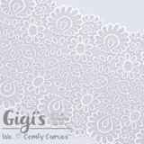 Lace, Stretch Lace, 8" White Groovy Floral Stretch Lace, 8 inch