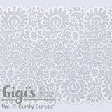 Lace, Stretch Lace, 8" White Groovy Floral Stretch Lace, 8 inch