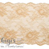 Lace, Stretch Lace, 9" Beige with Ivory Floral Shimmer Stretch Lace, 9 inch
