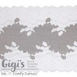 Lace, Stretch Lace, 8" White and Cashmere Floral Stretch Lace, 8 inch