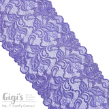 Lace, Stretch Lace, 6" Bright Lilac Floral Stretch Lace, 6 inch