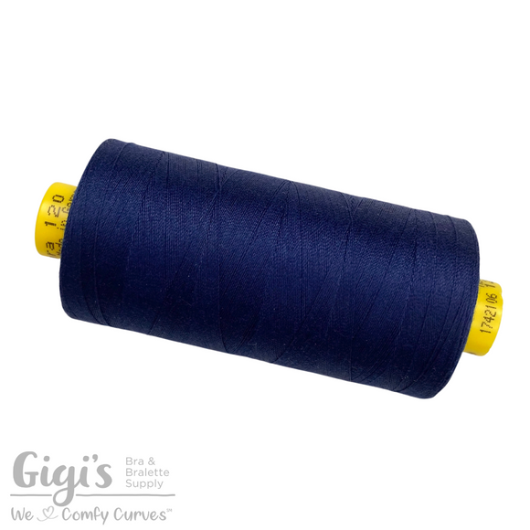 Bra Sewing Thread, Navy Blue, Gütermann Mara 120 All Purpose Polyester Thread - Tex 25 – 1,000 Meters, 1,093 Yds.