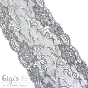 Lace, Stretch Lace, 7" Platinum Multi Floral Stretch Lace, 7 inch