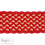 Lace, Stretch Lace, 5" Gold Red Hearts Stretch Lace 5 inch