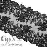 Lace, Rigid Lace, 6" Floral Noir Rigid Lace
