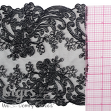 Lace, Rigid Lace, 6" Floral Noir Rigid Lace