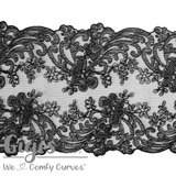 Lace, Rigid Lace, 6" Floral Noir Rigid Lace