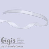 White, Ribbon, 3/8", Double Faced Satin Ribbon - Gigi's Bra Supply