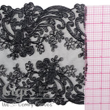 Floral Noir, 6", Black, Lace, Rigid Lace, per 1 yard - Gigi's Bra Supply