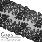 Floral Noir, 6", Black, Lace, Rigid Lace, per 1 yard - Gigi's Bra Supply