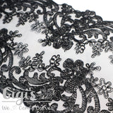 Floral Noir, 6", Black, Lace, Rigid Lace, per 1 yard - Gigi's Bra Supply